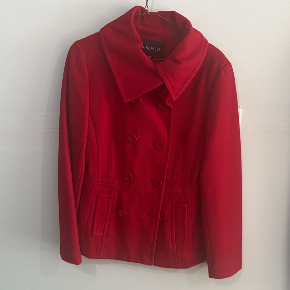 Nine West Women's Vibrant Red Pea Coat